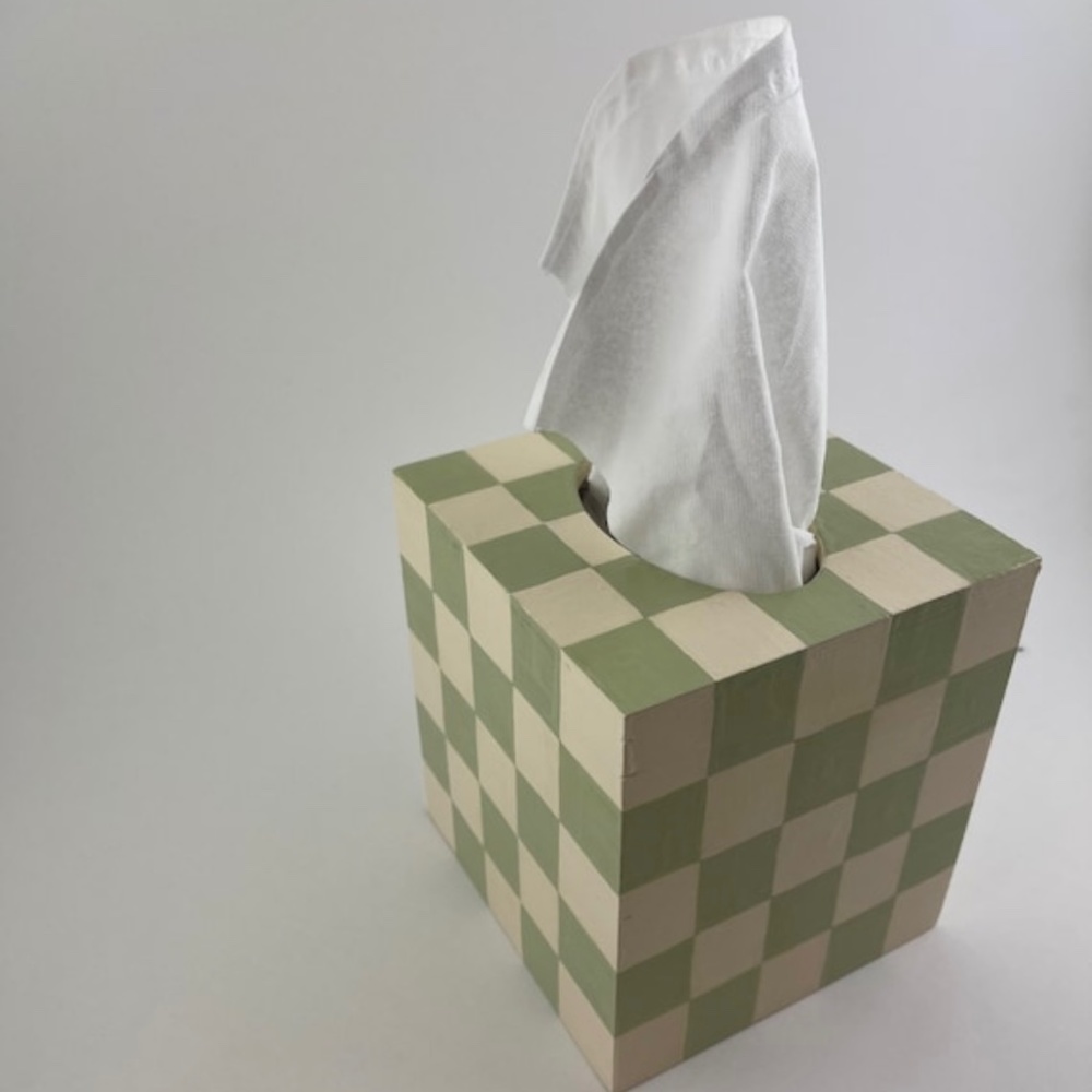 Wood hand painted tissue box